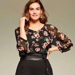 CAbi - Garden Floral Blouse #3595 Size M